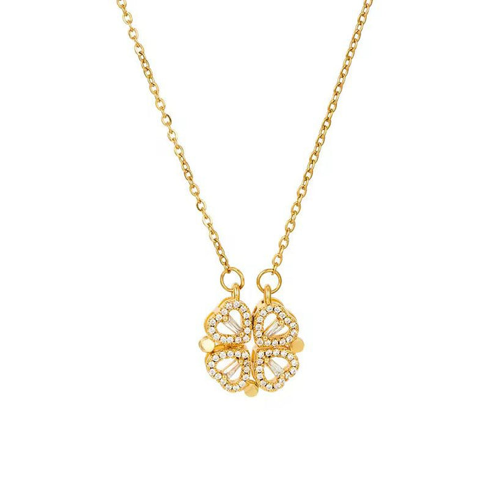 18K Real Gold-Plated Stainless Steel Heart Shape Necklace for Women
