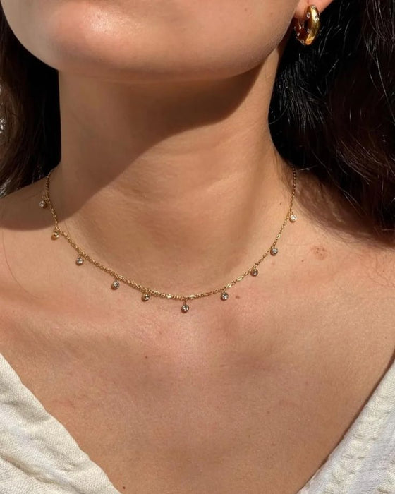 18k Gold Plated Anti Tarnish Choker Bead Chain Stainless Steel Necklace