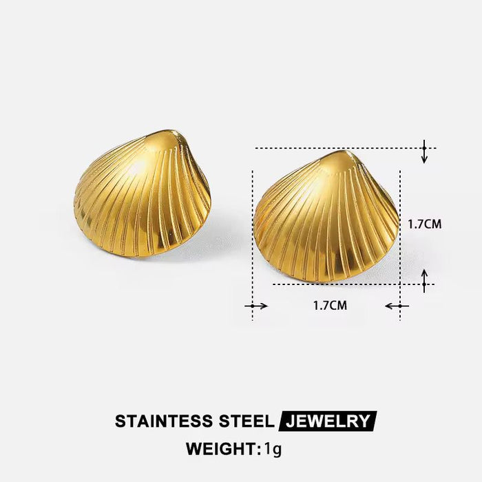 Pack of 18K PVD Gold Plated Ocean Style Shell Starfish Zircon Stainless Steel Necklace and Earrings