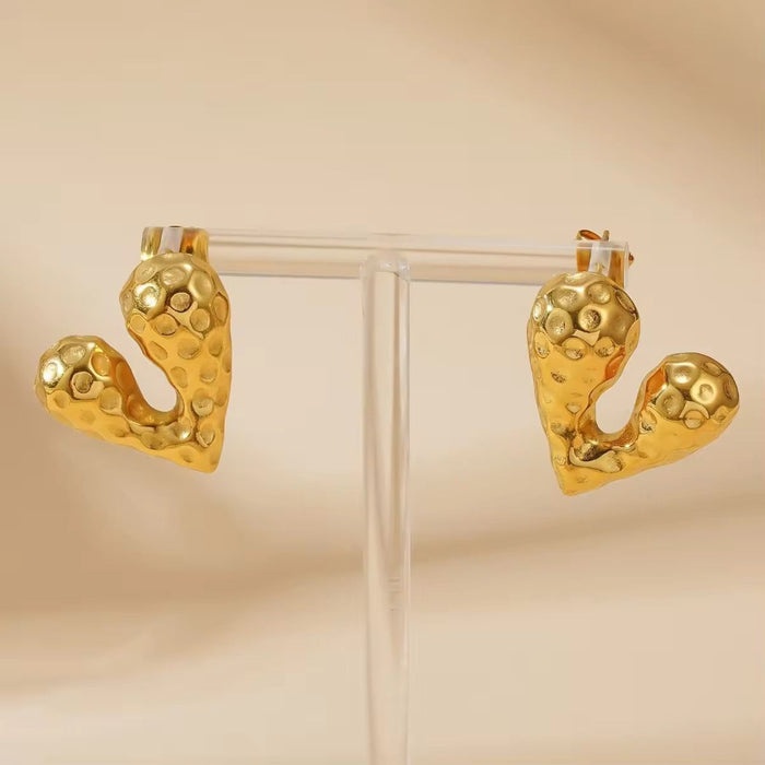 Pack of 18K Gold Coated Mini Heart Necklace and Heart Earrings for Women