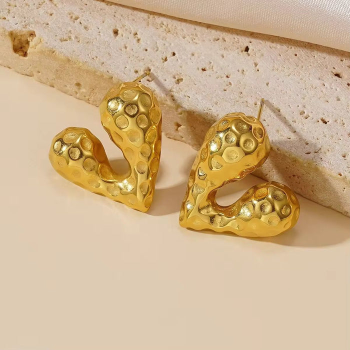 Pack of 18K Gold Coated Mini Heart Necklace and Heart Earrings for Women