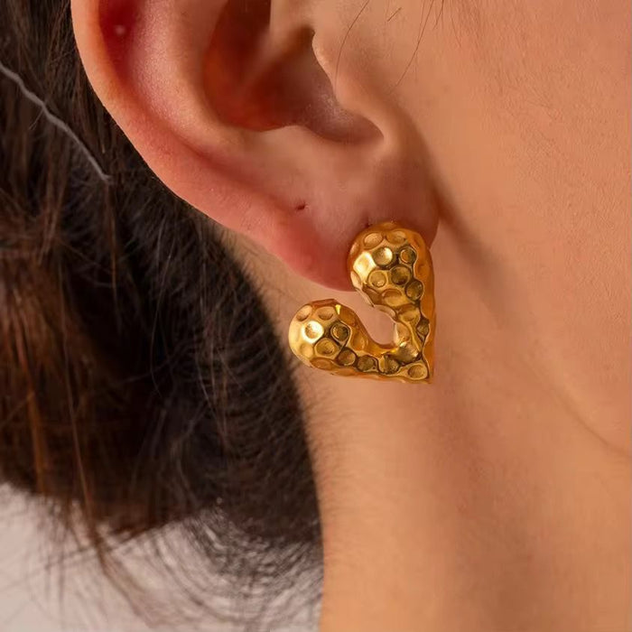 Pack of 18K Gold Coated Mini Heart Necklace and Heart Earrings for Women