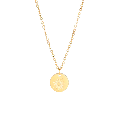 Spiritual 18K Real Gold-Plated Stainless-Steel Sun Energy Necklace for Women