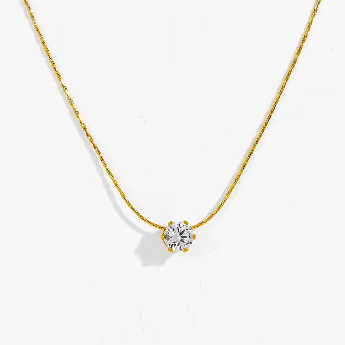 18k PVD Gold Coated Non Tarnish Diamond Pendant Necklace for Women