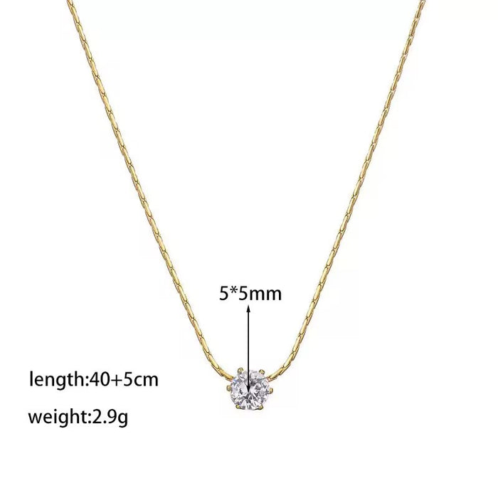 18k PVD Gold Coated Non Tarnish Diamond Pendant Necklace for Women