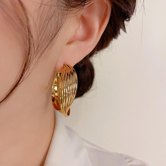 Glam Gold Hoop Alloy Earrings