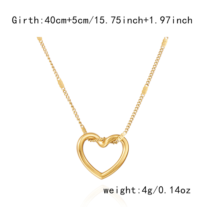 Pack of 18K PVD Gold Stainless Steel Minimalism Heart Necklace Simple Heart Pendant Fashion Thin Chain Necklace & Colorful Heart Bracelet
