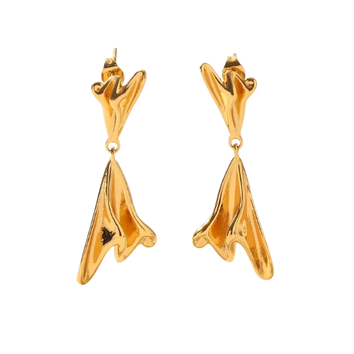 18K Real Gold-Plated Stainless Tulip Earrings for Women