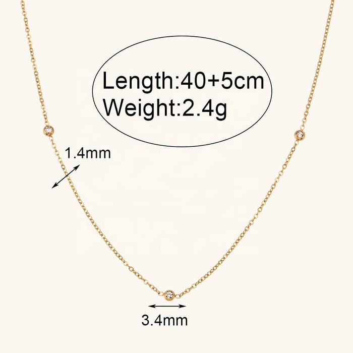 18k Gold Plated Anti Tarnish Shining Zircon Stainless Steel Chain Necklace