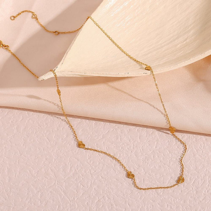 18K Gold Plated Tarnish Free Sunburst Heart Shape Chain Choker Stainless Steel Necklace