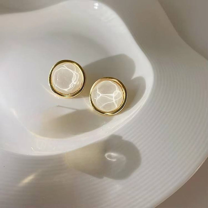 Pack of Retro French Style Water Wave Gold Plated Earrings & Cat Eye Stone Earrings