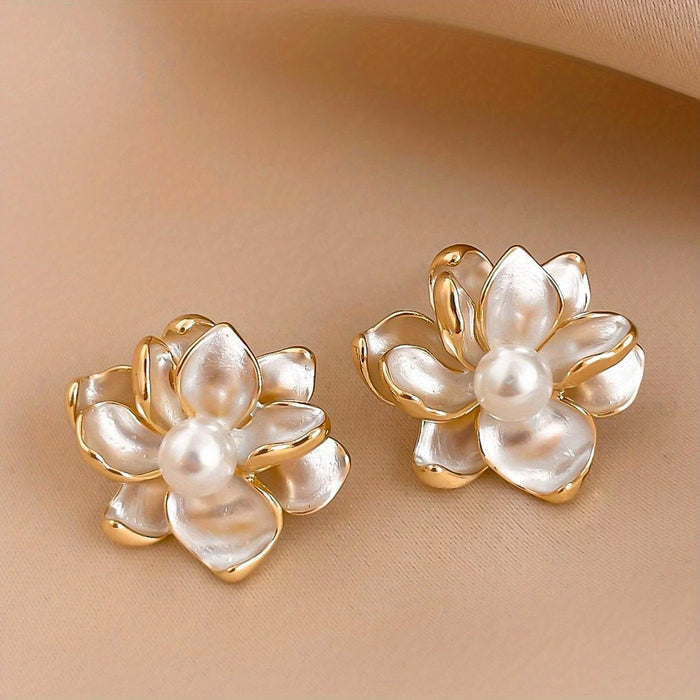 Pack of Black Rose and White Camellia Korean Fashion Earrings