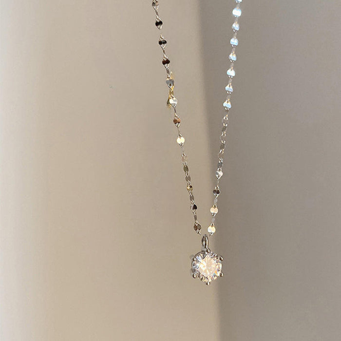 Single Diamond Necklace for Women (Silver)