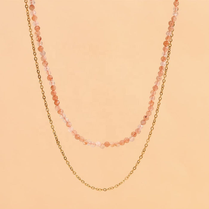 18k Gold Plated Double Layer Natural Gemstone Jewelry Colorful Bead Jewelry