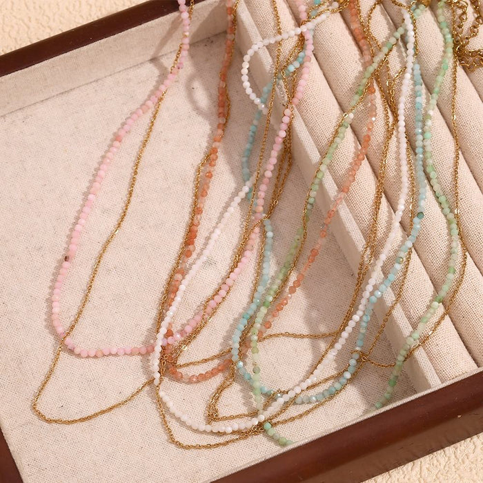 18k Gold Plated Double Layer Natural Gemstone Jewelry Colorful Bead Jewelry