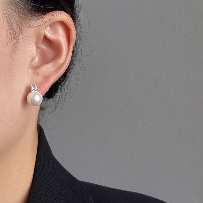 Pack of Sweet Temperament Clover Cat Eye Stone Earrings & Simple and Round Pearl Pendant Stud Earrings