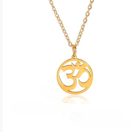 Spiritual 18K Real Gold-Plated Stainless-Steel OM Lord Shiva Necklace for Women