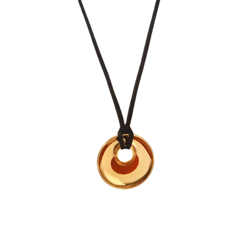 18K Real Gold-Plated Stainless Steel Adjustable Circle Pendent Necklace