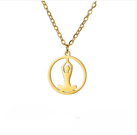 Spiritual 18K Real Gold-Plated Stainless-Steel Soulful Yoga Necklace for Women
