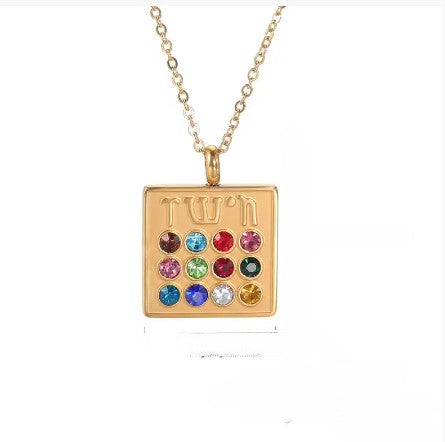 Spiritual 18K Real Gold-Plated Stainless-Steel Lucky Birthstone Necklace for Women
