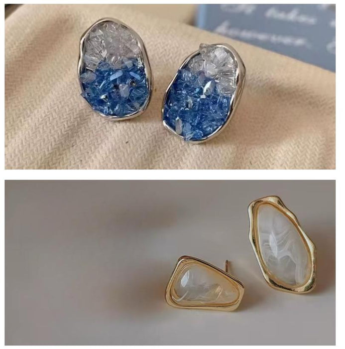 Pack of Trendy Vintage Transparent Resin Acrylic Metal Earrings & Trendy Blue Crystal Earrings for Women