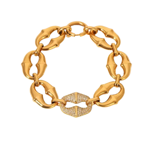 18K Real Gold-Plated Stainless Luxury Bracelet for Women