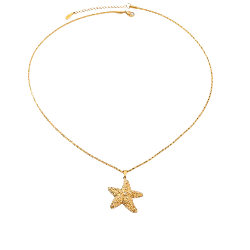 18K Real Gold-Plated Stainless Rhinestone-encrusted Summer Necklace for Women